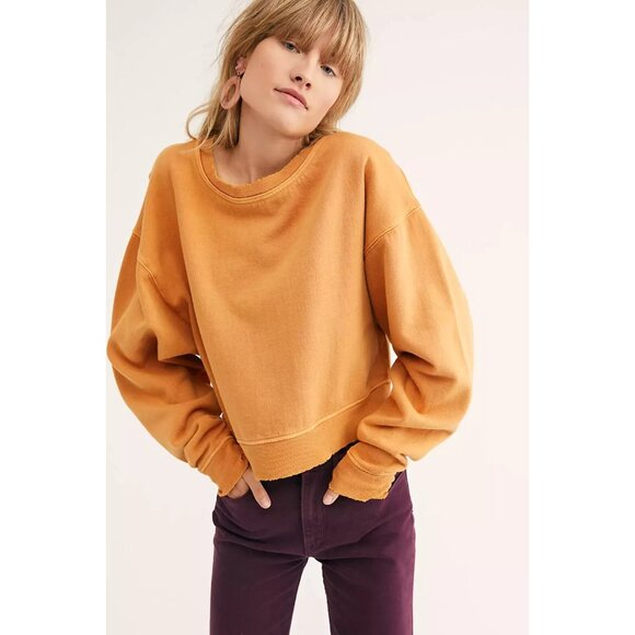 Free People Cool Rider Pullover Top Sweatshirt Ribbed Slouchy Oversize XS 222813 - Picture 2 of 8